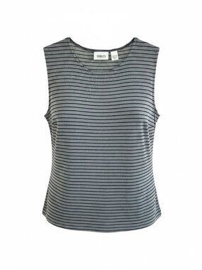Chico's Travelers Gray Black Striped Jersey Knit Tank Size 2 Large